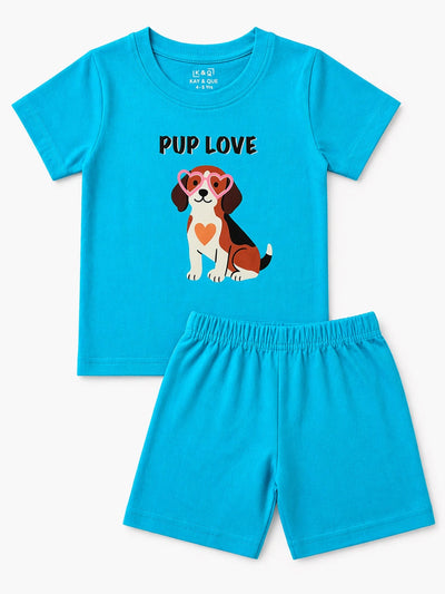 Blue Pup Love Shorts Set (Unisex)