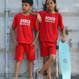 Red Never Oversized Shorts Set (Unisex)