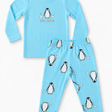 Light Blue Penguin Full Sleeve Pyjama Set (Unisex)